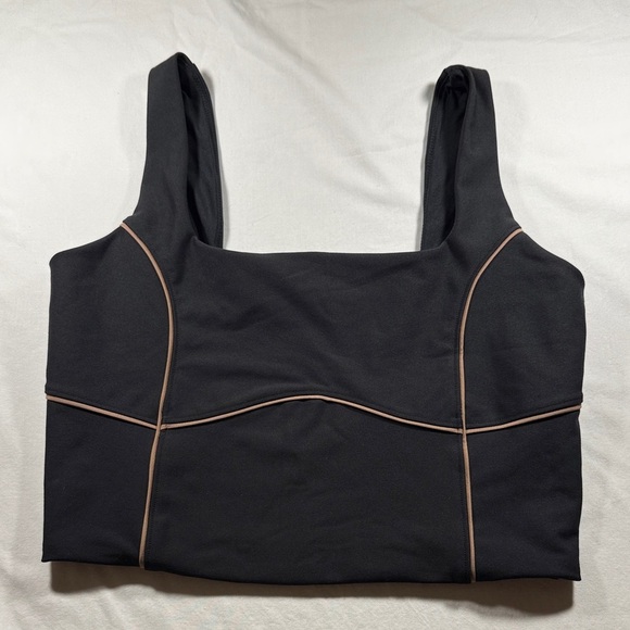YPB Tops - YPB Black Crop Top with Tan Accents